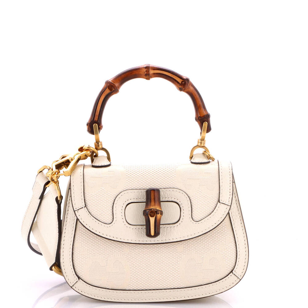 Gucci Mini Bamboo 1947 Top Handle Bag Jumbo GG Canvas